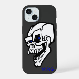 White Evil Skull with Blue Eyes iPhone 15 Case
