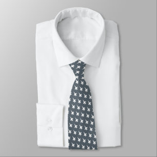 White F/A-18 Pattern with Custom Patch on Slate Tie