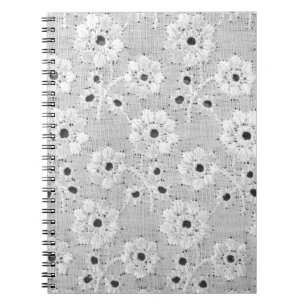 White fabric fine lace texture with elegance seaml notebook