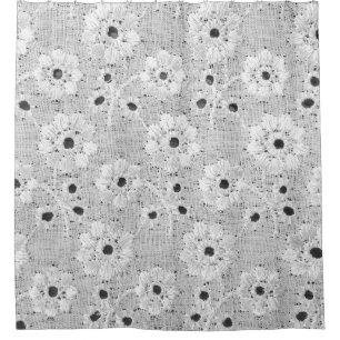 White fabric fine lace texture with elegance seaml shower curtain