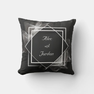 White Fabric Flow Geometric Diamond Frame Cushion
