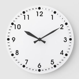 White Face - Black Numbers Large Clock