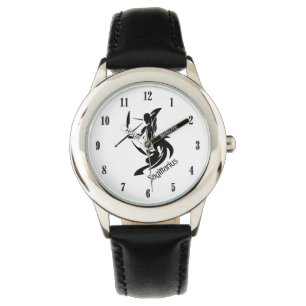 White Face Sagittarius Zodiac with Black Numbers Watch