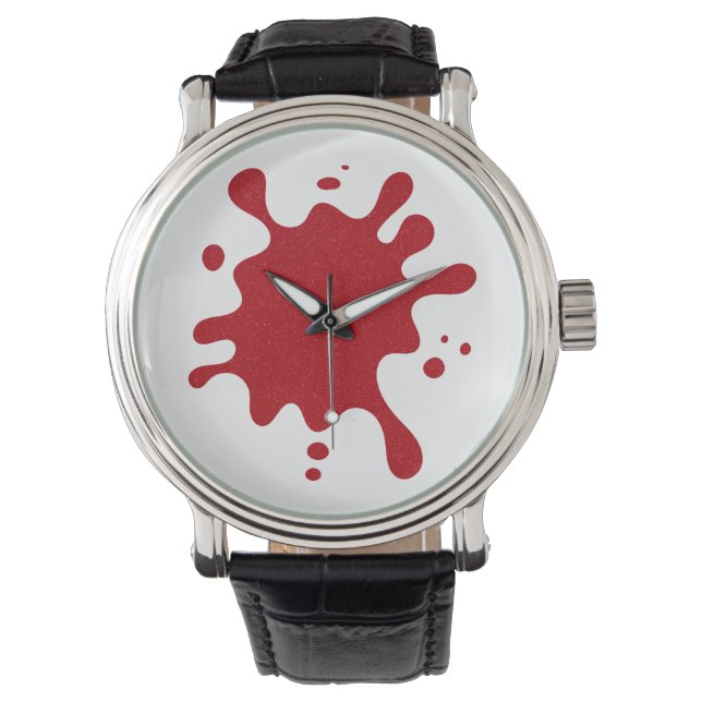 White Face Tomato Red Splash Watch – Customisable (Front)