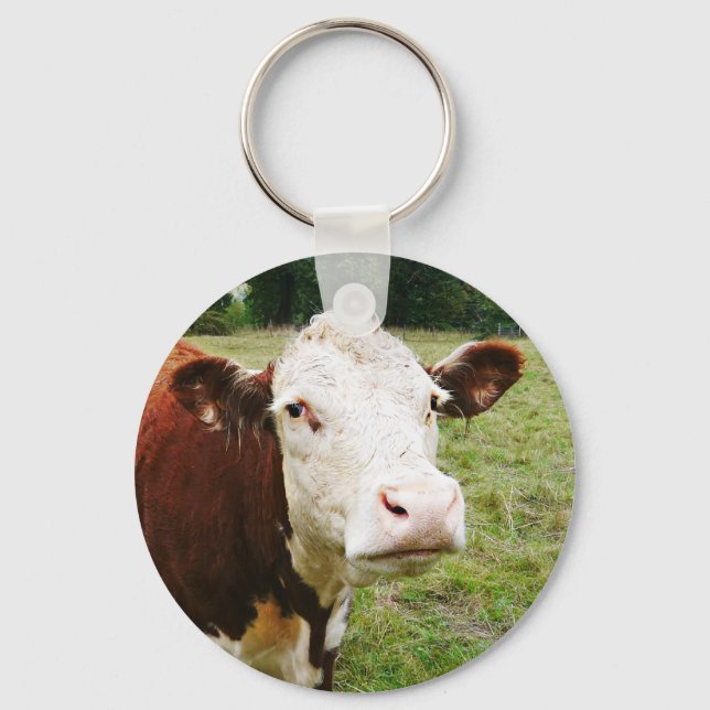 White Faced Beef Cow Key Ring (Front)