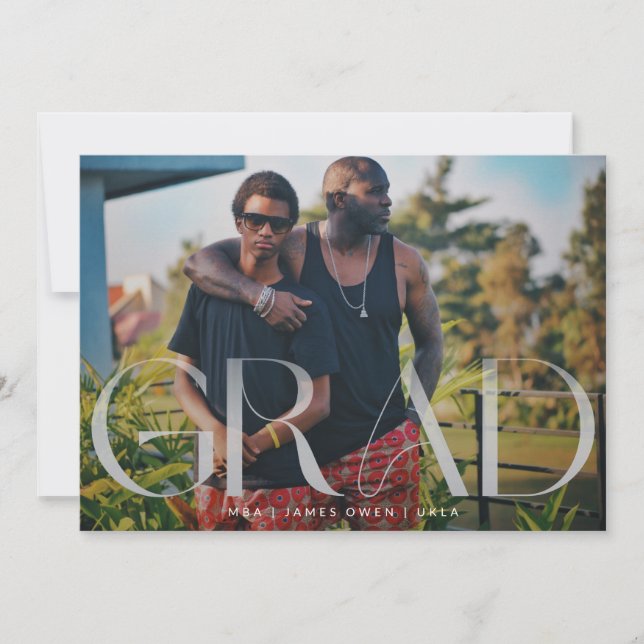 White Fade Grad Modern Photo Uni Announcement (Front)