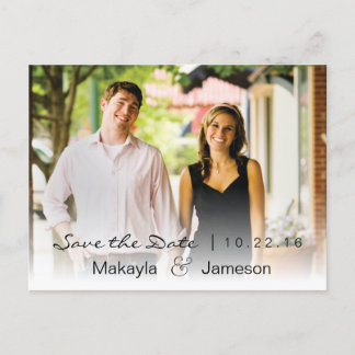 White Fade Horizontal Photo Save the Date Card