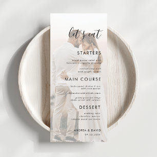White Faded Photo Fading Overlay Let's Eat Wedding Menu