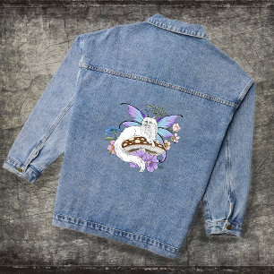 White Fairy Cat Mushroom Denim Jacket