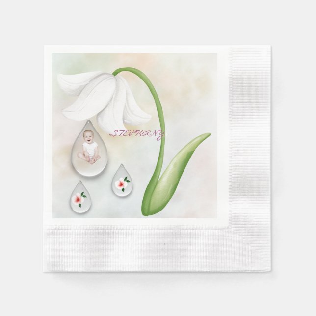White Fairy droplets  napkins  (Front)