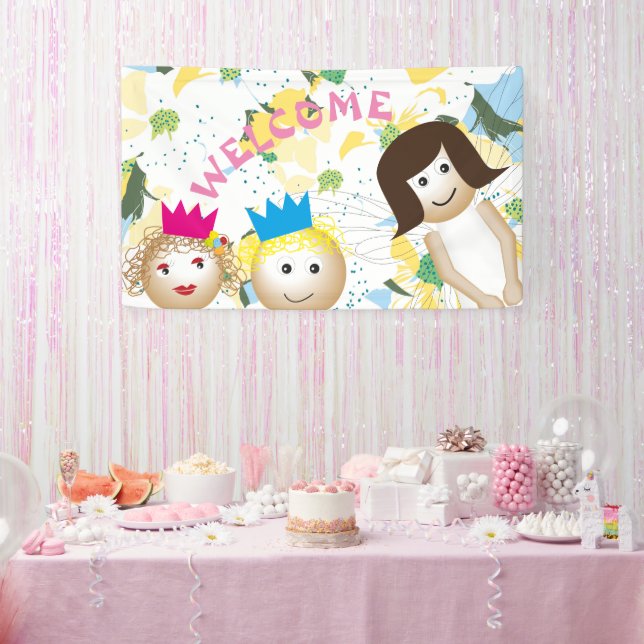 white fairy, fairytale, floral flower botanical banner (Party)