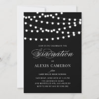 White Fairy Lights Black Graduation Party