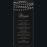 White Fairy Lights | Black Wedding Menu Card<br><div class="desc">Customisable menu card featuring white whimsical fairy lights. Other colours are available. This is a part of a wedding suite "FAIRY LIGHTS" - matching items are available.</div>