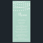 White Fairy Lights | Mint Wedding Menu Card<br><div class="desc">Customisable menu card featuring white whimsical fairy lights. Other colours are available. This is a part of a wedding suite "FAIRY LIGHTS" - matching items are available.</div>