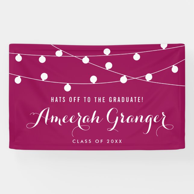 White Fairy Lights | Purple Graduation Banner (Horizontal)