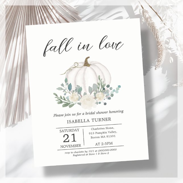 White Fall Pumpkin Bridal Shower Budget Invitation (Creator Uploaded)