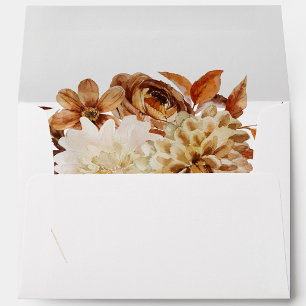 White Fall Terracotta Floral Return Address Envelope