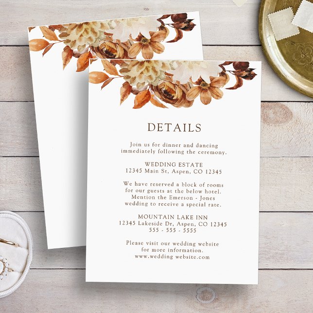 White Fall Terracotta Floral Wedding Details Enclosure Card (White Fall Terracotta Floral Wedding Details Enclosure Card
)