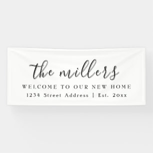 White Family Name Welcome   Housewarming Party Banner
