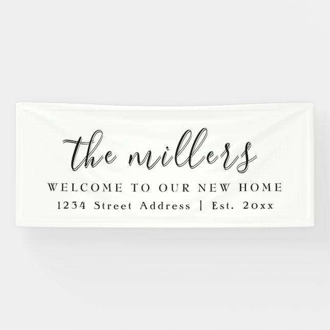 White Family Name Welcome | Housewarming Party Banner (Horizontal)