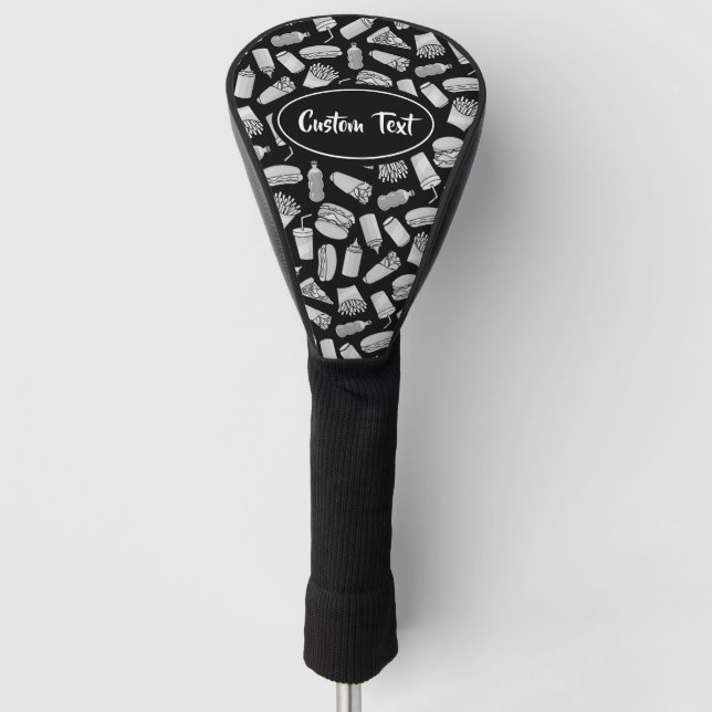 White Fast Food Icons Pattern Golf Head Cover (Front)