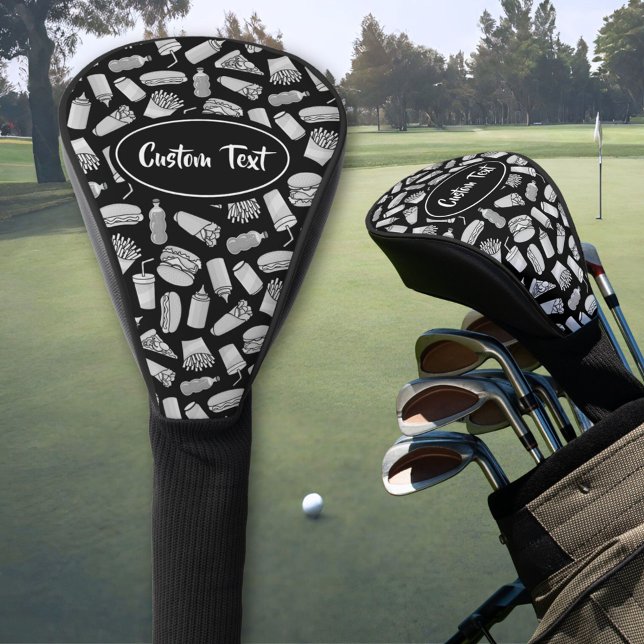 White Fast Food Icons Pattern Golf Head Cover (Creator Uploaded)