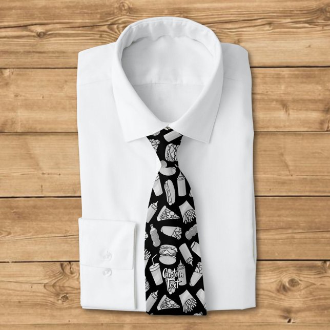 White Fast Food Icons Pattern Tie (Creator Uploaded)