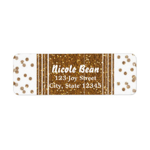 White Faux Brushed Gold Glitter Address Labels
