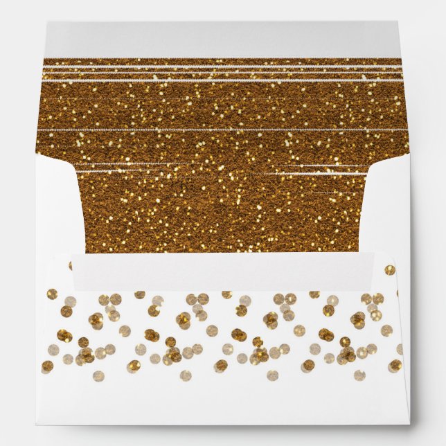 White Faux Brushed Gold Invitation Envelopes (Back (Bottom))