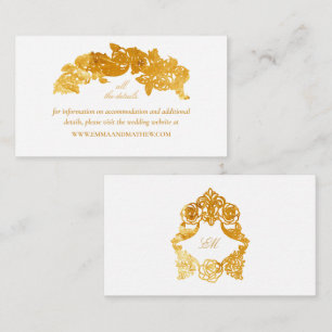 White & Faux Gold Foil Baroque Wedding Website Enclosure Card