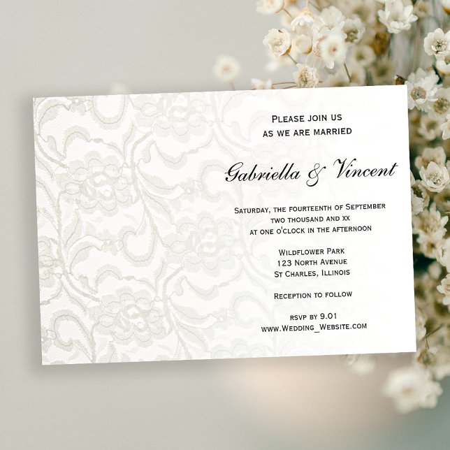 White Faux Lace Wedding Invitation (Creator Uploaded)
