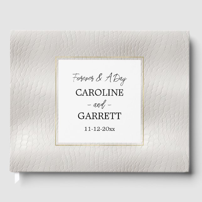 White Faux Leather Wedding Guest Book (Front)