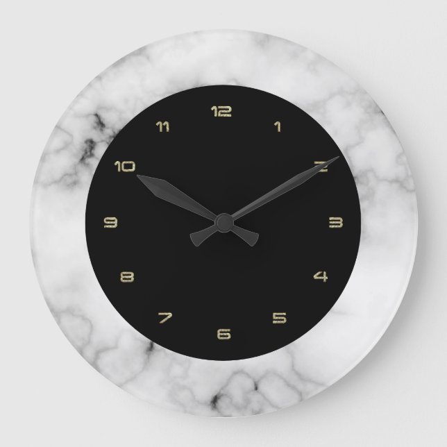 White faux marble texture large clock (Front)