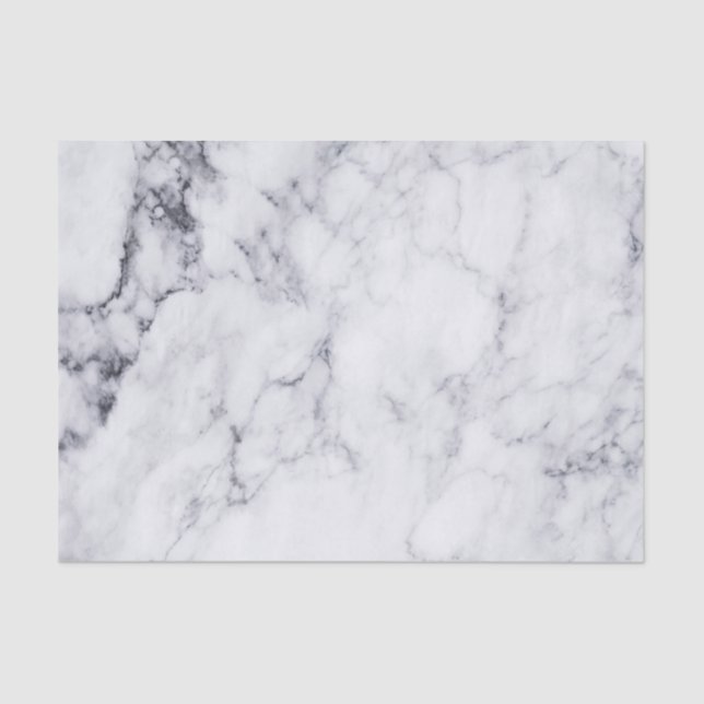 White Faux Marble With Grey Pattern Tissue Paper (Front)