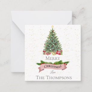 White & Faux Pink Glitter Banner   Merry Christmas Card