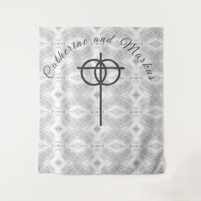 White Faux Satin Tapestry (Front)