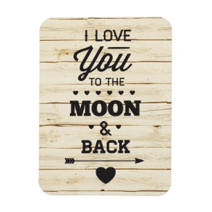 White Faux Wood Love You To The Moon Magnet