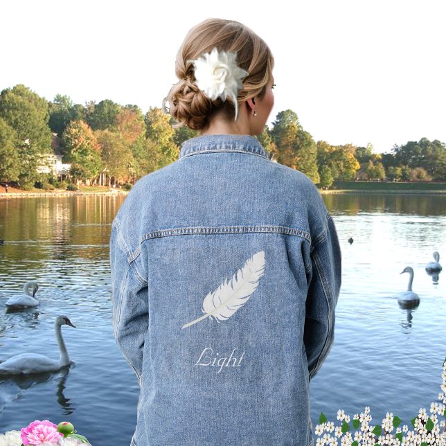 White Feather and Text Denim Jacket (Creator Uploaded)