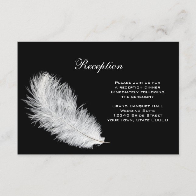 White Feather Black Reception Card (Front)