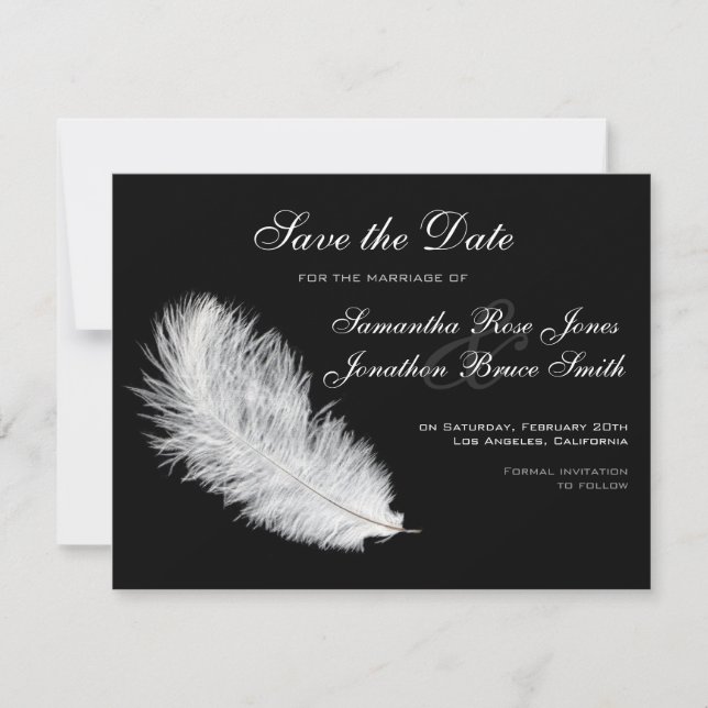 White Feather Black Save the Date (Front)
