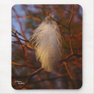 White Feather branches Mousepad