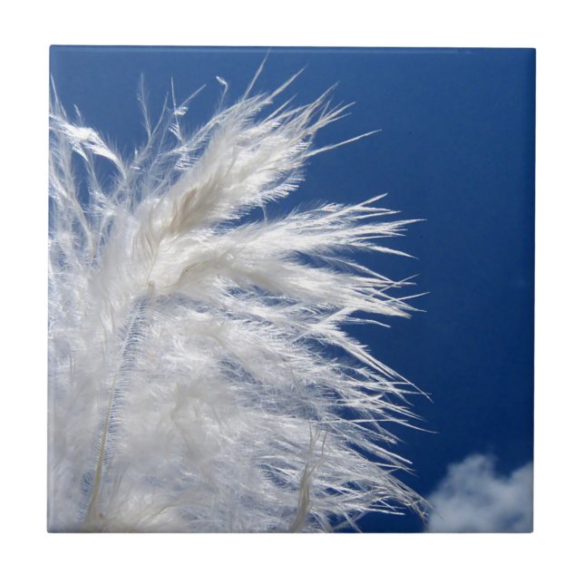 white feather bright blue sky easy motif pattern tile (Front)