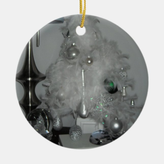 White Feather Christmas Tree With Decorations (Front)