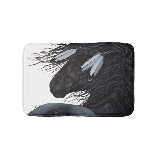 White Feather Friesian Horse by Bihrle Bath Mat (Front)