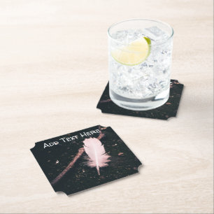 White Feather in the Woods Paper Coaster
