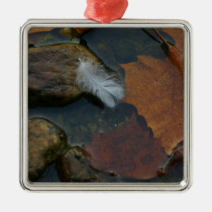 White Feather Metal Tree Decoration