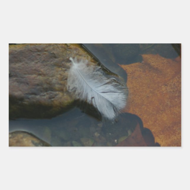 White Feather Rectangular Sticker (Front)
