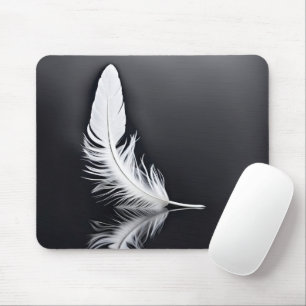 White Feather Reflection Mouse Mat