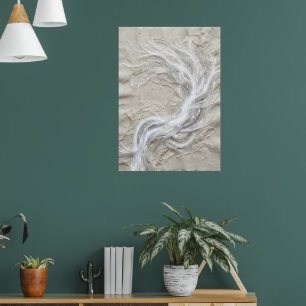 White Feather Swirl Textured Abstract Fine Art Pri Poster