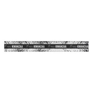 white feathers Black Holiday Happy Kwanzaa Grosgrain Ribbon